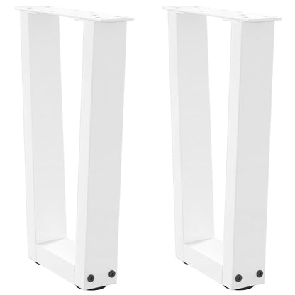 vidaXL Pieds de table basse en V 2 pcs Blanc 38x(42-43,3) cm Acier
