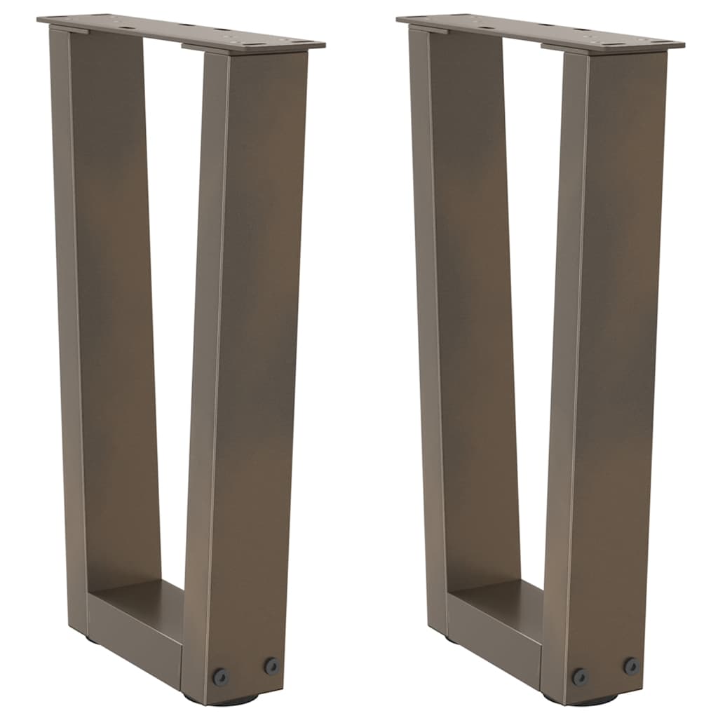 vidaXL Pieds de table basse en forme de V 2 pcs Acier naturel 38x(42-43,3) cm Acier