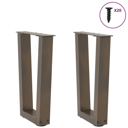 vidaXL Pieds de table basse en forme de V 2 pcs Acier naturel 38x(42-43,3) cm Acier
