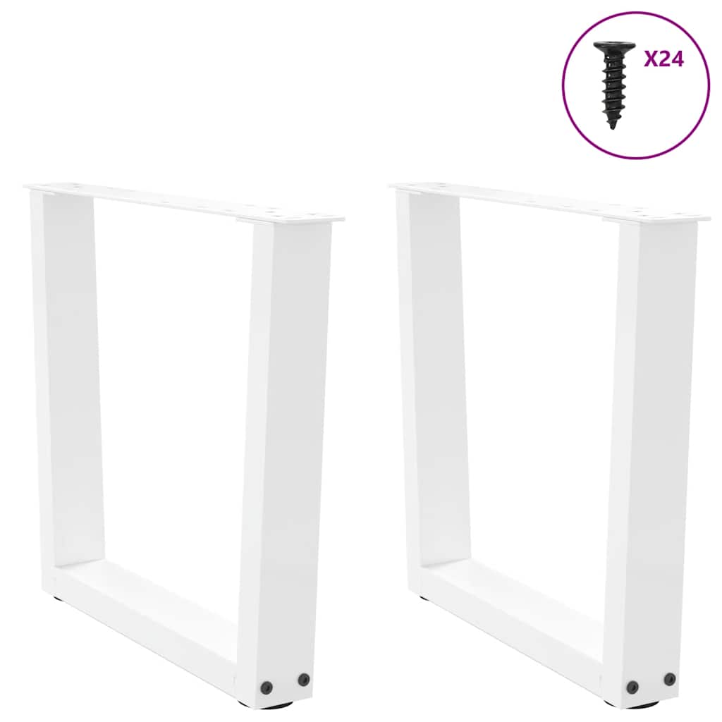 vidaXL Pieds de table basse en V 2 pcs Blanc 50x(42-43,3) cm Acier