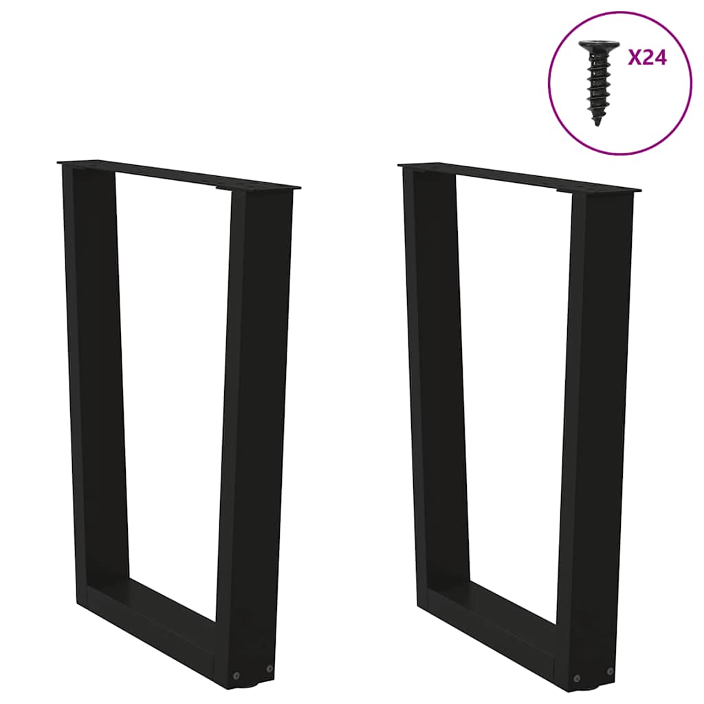 vidaXL Pieds de table à manger en V 2 pcs Noir 60x(72-73,3) cm Acier