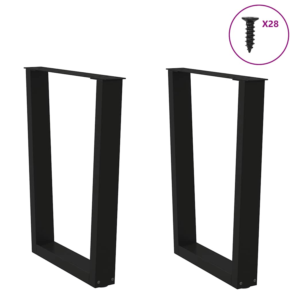 vidaXL Pieds de table à manger en V 2 pcs Noir 70x(72-73,3) cm Acier