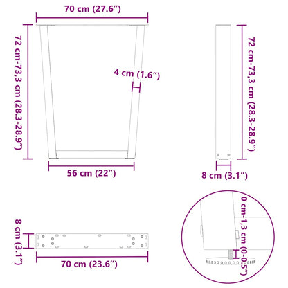 vidaXL Pieds de table à manger en V 2 pcs Anthracite 70x(72-73,3) cm Acier