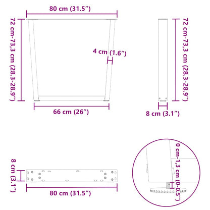 vidaXL Esstisch Beine V-Form 2 Stück Anthrazit 80x(72-73,3) cm Stahl