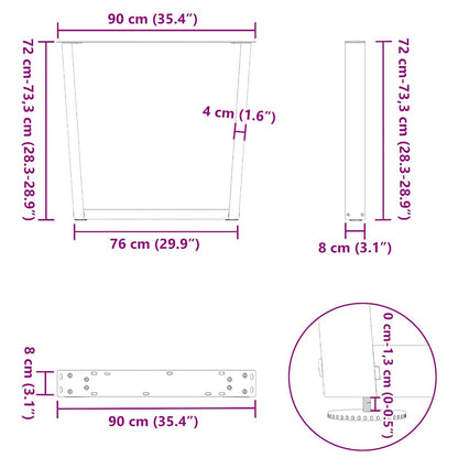 vidaXL Esstisch Beine V-Form 2 Stück Schwarz 90x(72-73,3) cm Stahl
