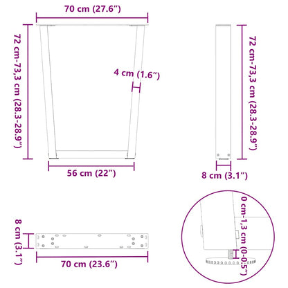 vidaXL Esstisch Beine V-Form 3 Stück Anthrazit 70x(72-73,3) cm Stahl