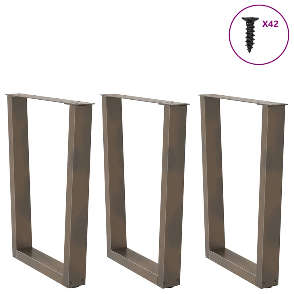 vidaXL Esstischbeine V-Form 3 Stück Naturstahl 70x(72-73,3) cm Stahl