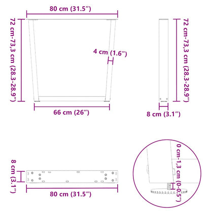vidaXL Esstisch Beine V-Form 3 Stück Schwarz 80x(72-73,3) cm Stahl