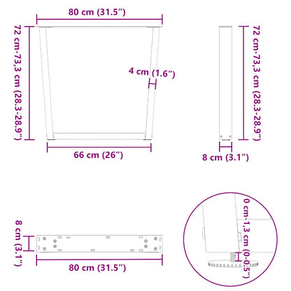 vidaXL Esstisch Beine V-Form 3 Stück Weiß 80x(72-73,3) cm Stahl