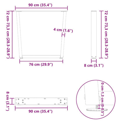 vidaXL Esstisch Beine V-Form 3 Stück Anthrazit 90x(72-73,3) cm Stahl