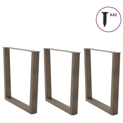 vidaXL Esstisch Beine V-Form 3 Stück Naturstahl 90x(72-73,3) cm Stahl