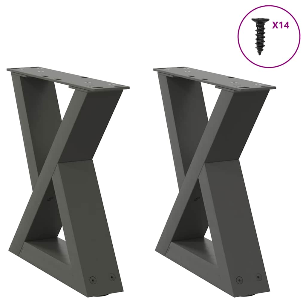 vidaXL Couchtischbeine 2 Stk. Anthrazit 40x(30-31,3) cm Stahl