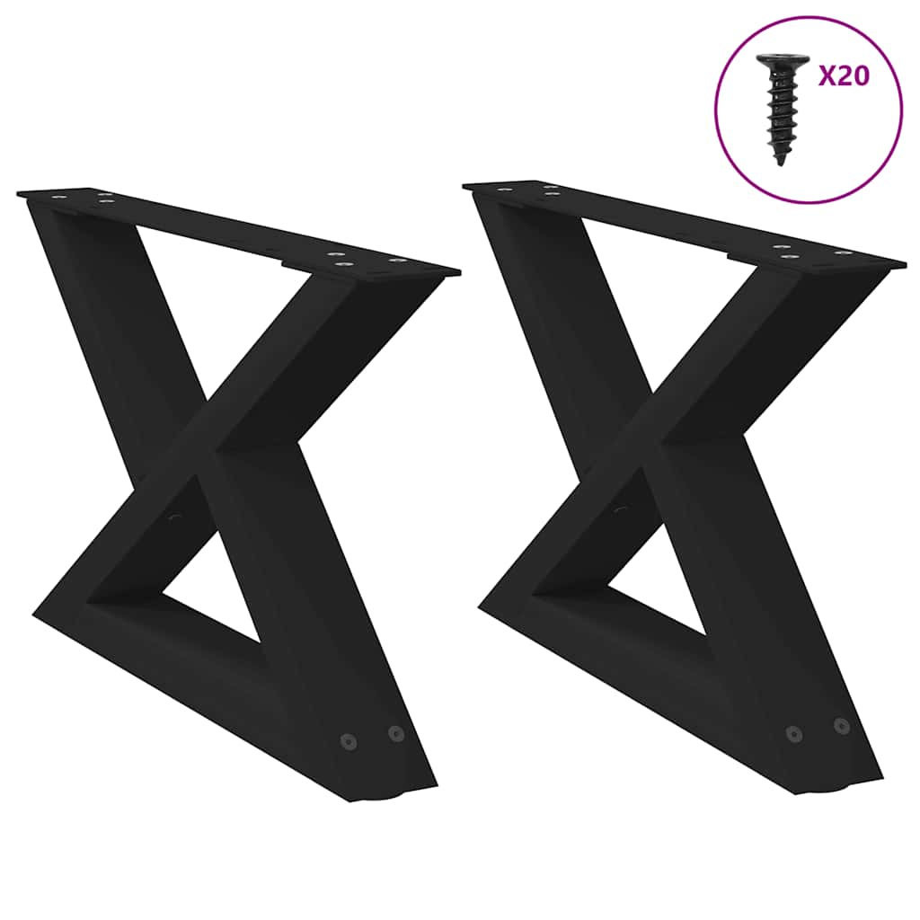vidaXL Couchtischbeine 2 Stk. Schwarz 60x(30-31,3) cm Stahl