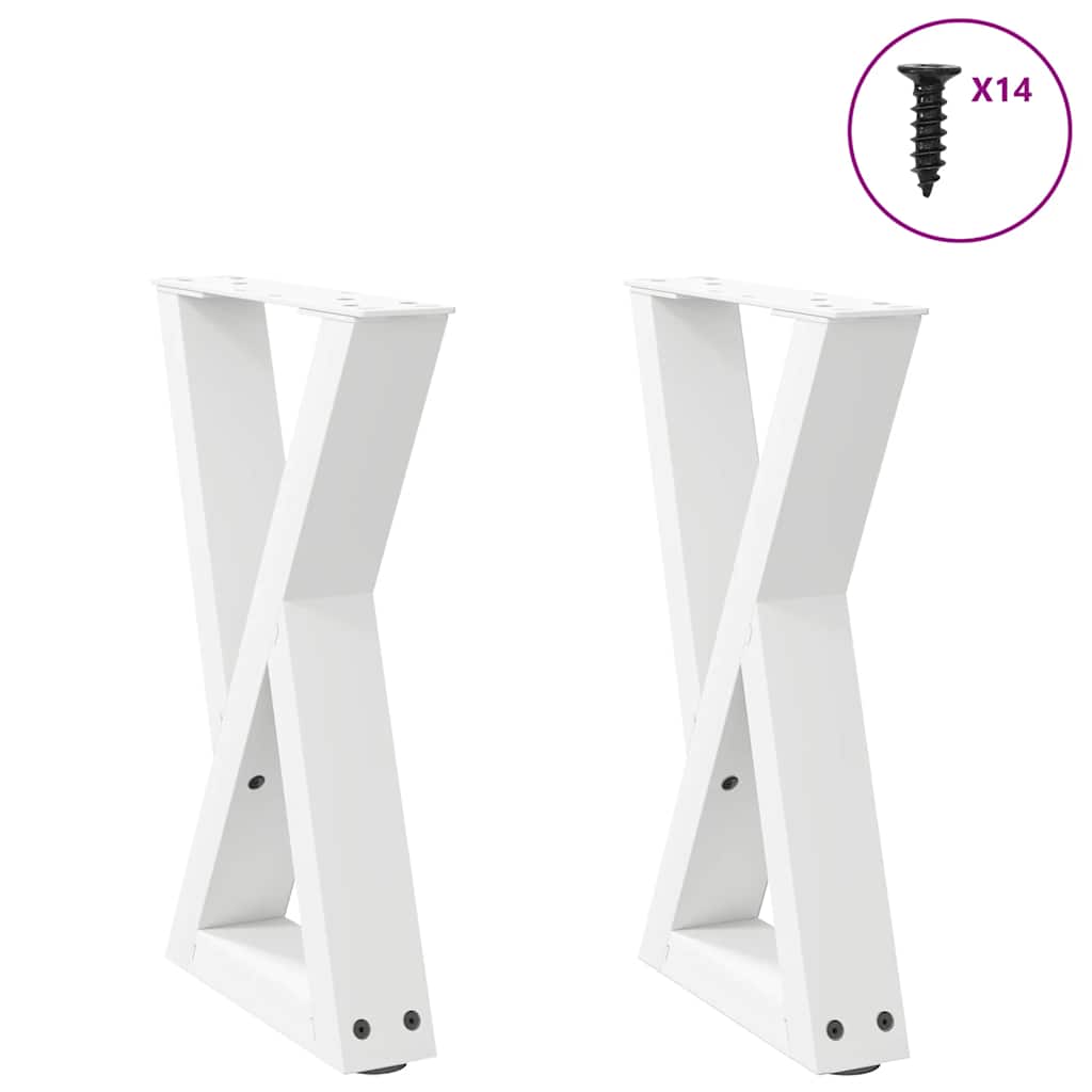 vidaXL Couchtischbeine 2 Stk. Weiß 28x(42-43,3) cm Stahl