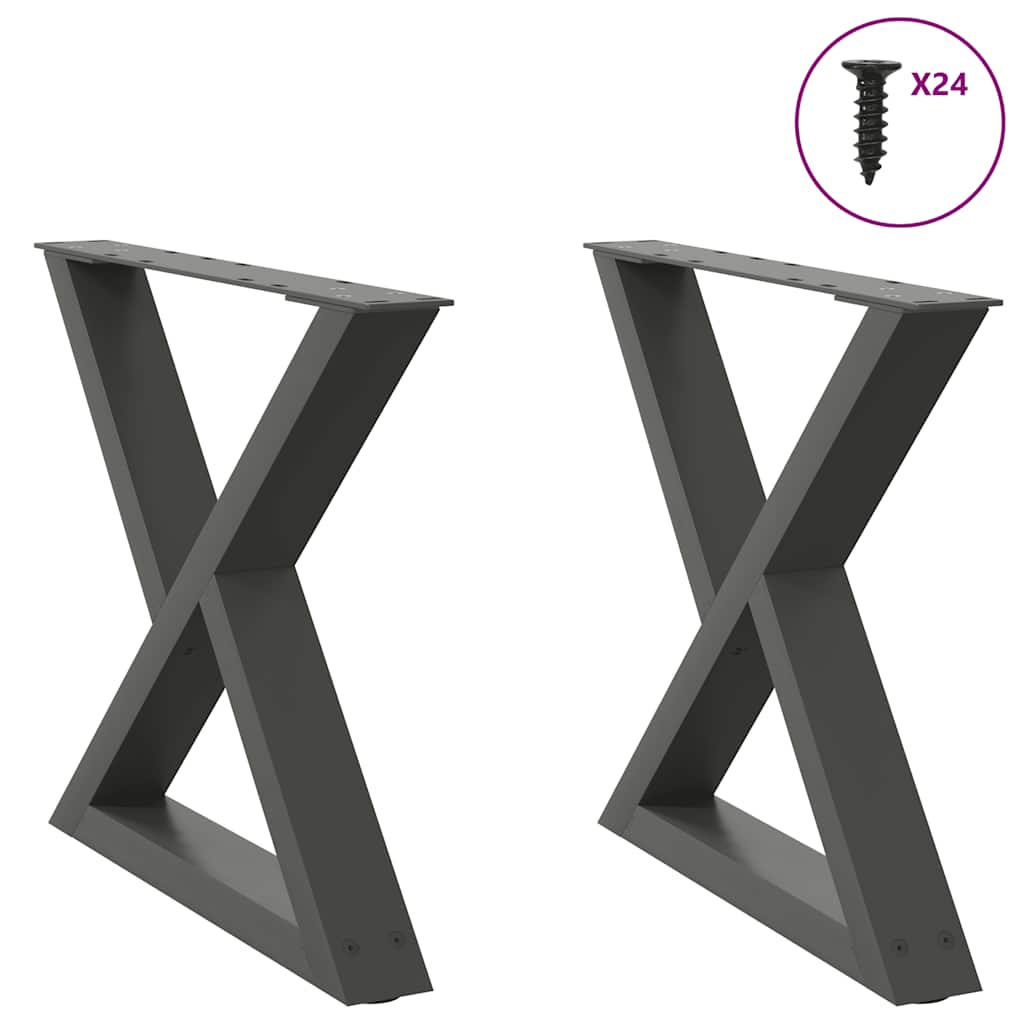 vidaXL Couchtischbeine 2 Stk. Anthrazit 50x(42-43,3) cm Stahl