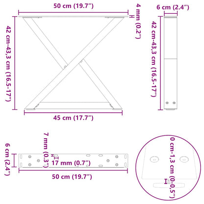 vidaXL Couchtischbeine 2 Stk. Anthrazit 50x(42-43,3) cm Stahl