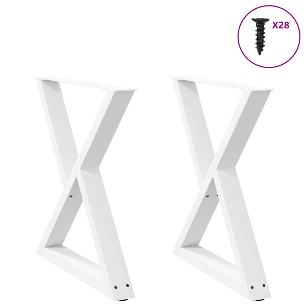 vidaXL Esstisch Beine 2 Stück Weiß 70x(72-73,3) cm Stahl