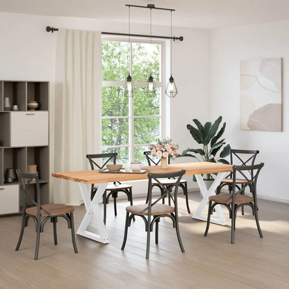 vidaXL Esstisch Beine 2 Stück Weiß 70x(72-73,3) cm Stahl