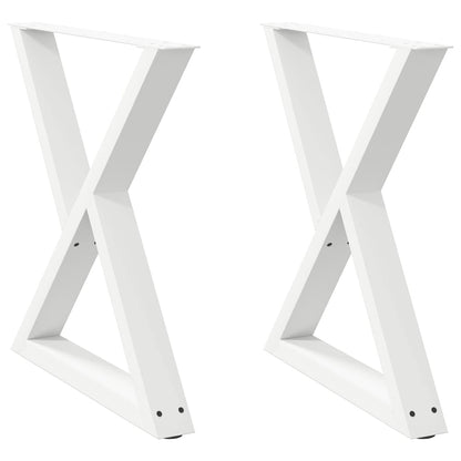 vidaXL Esstisch Beine 2 Stück Weiß 80x(72-73,3) cm Stahl