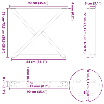 vidaXL Esstisch Beine 2 Stück Anthrazit 90x(72-73,3) cm Stahl