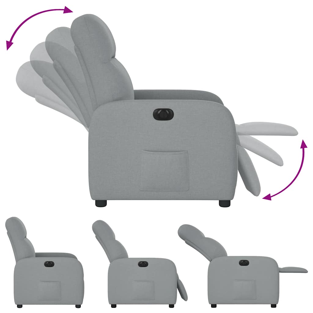 vidaXL Fauteuil relax électrique Gris clair Tissu