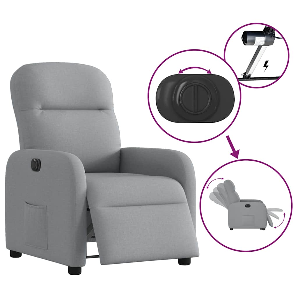 vidaXL Fauteuil relax électrique Gris clair Tissu