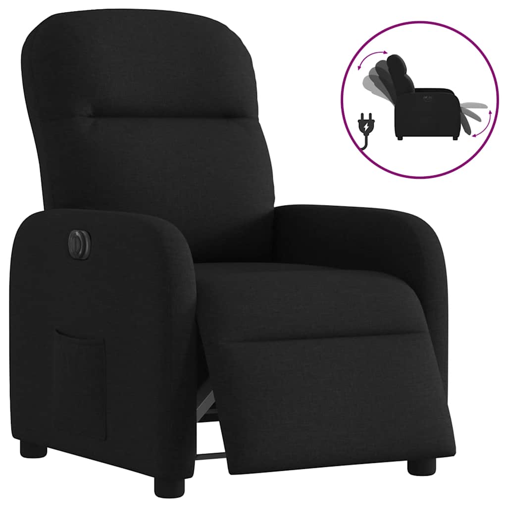 vidaXL Fauteuil relax électrique noir en tissu