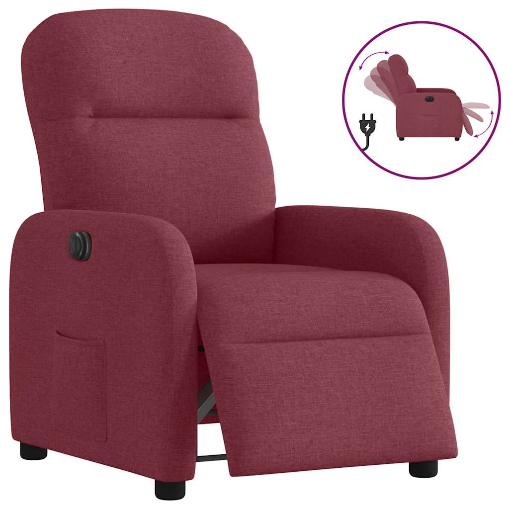 vidaXL Fauteuil relax électrique tissu rouge bordeaux