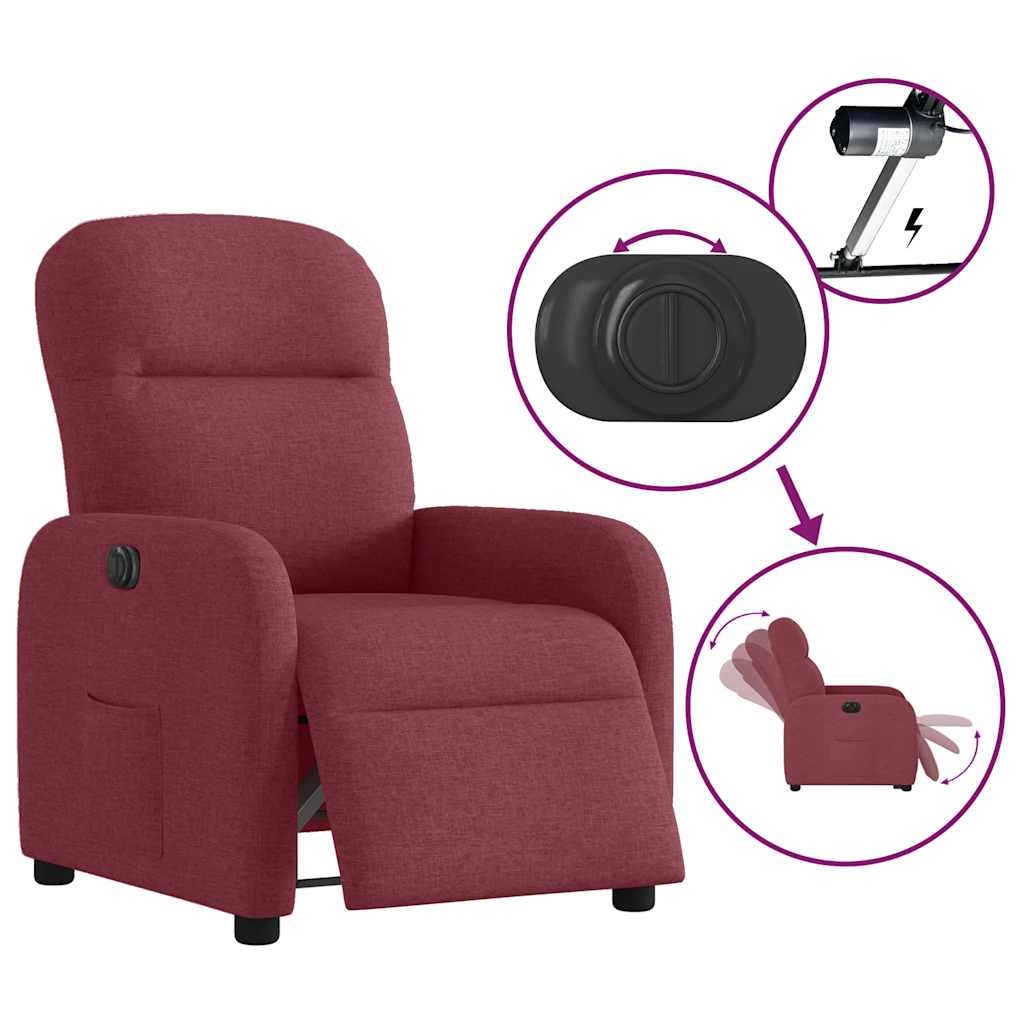 vidaXL Fauteuil relax électrique tissu rouge bordeaux