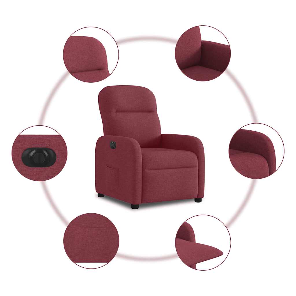 vidaXL Fauteuil relax électrique tissu rouge bordeaux