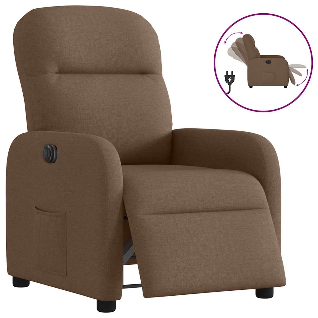vidaXL Fauteuil de Relaxation Électrique Marron Tissu