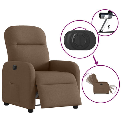 vidaXL Fauteuil de Relaxation Électrique Marron Tissu