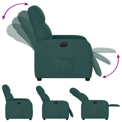vidaXL Fauteuil relax électrique Vert foncé Tissu