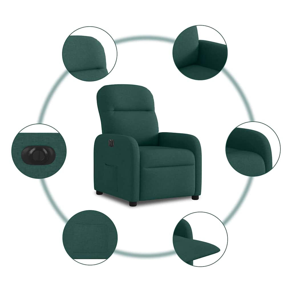 vidaXL Fauteuil relax électrique Vert foncé Tissu