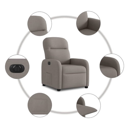 vidaXL Fauteuil relax électrique tissu taupe