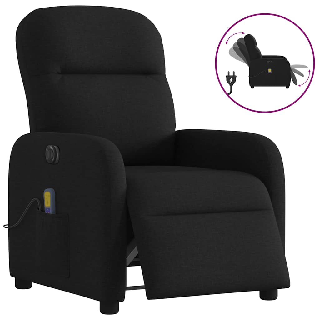 vidaXL Fauteuil de massage électrique Noir Tissu