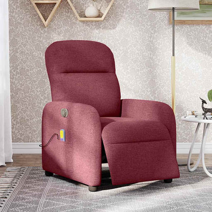 vidaXL Fauteuil de massage électrique en tissu rouge bordeaux
