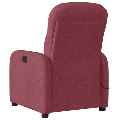 vidaXL Fauteuil de massage électrique en tissu rouge bordeaux
