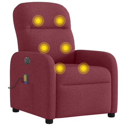 vidaXL Fauteuil de massage électrique en tissu rouge bordeaux