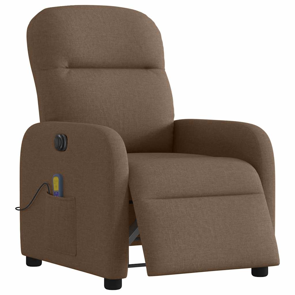 vidaXL Fauteuil de massage électrique marron en tissu