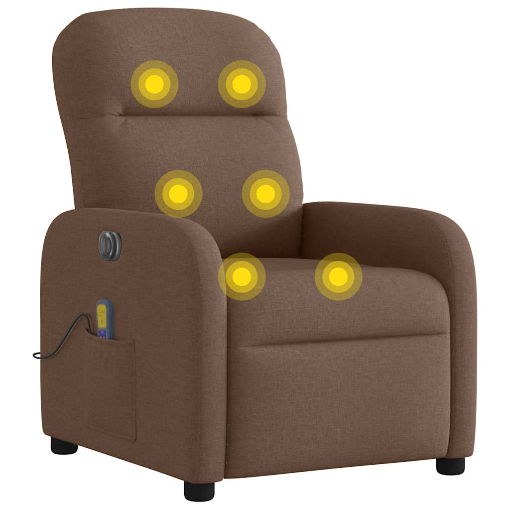 vidaXL Fauteuil de massage électrique marron en tissu