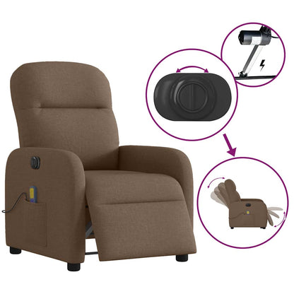 vidaXL Fauteuil de massage électrique marron en tissu
