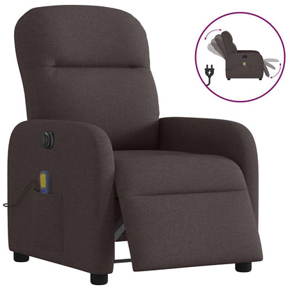 vidaXL Fauteuil de massage électrique marron foncé en tissu