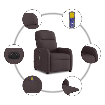 vidaXL Fauteuil de massage électrique marron foncé en tissu