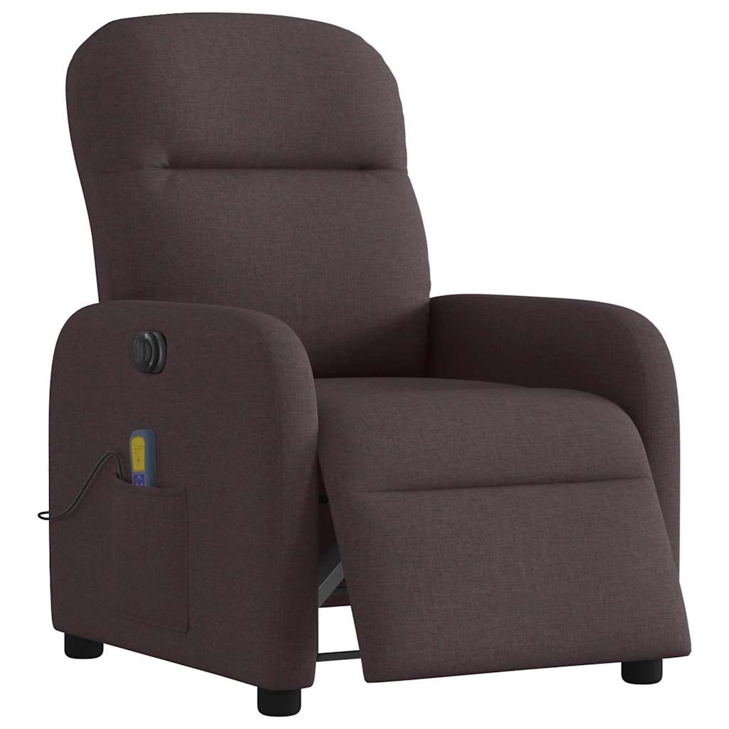 vidaXL Fauteuil de massage électrique marron foncé en tissu