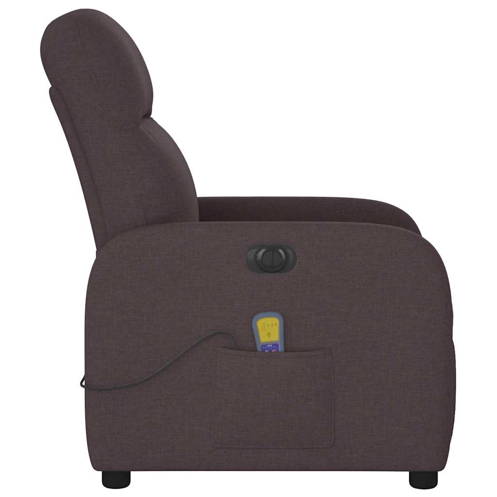vidaXL Fauteuil de massage électrique marron foncé en tissu