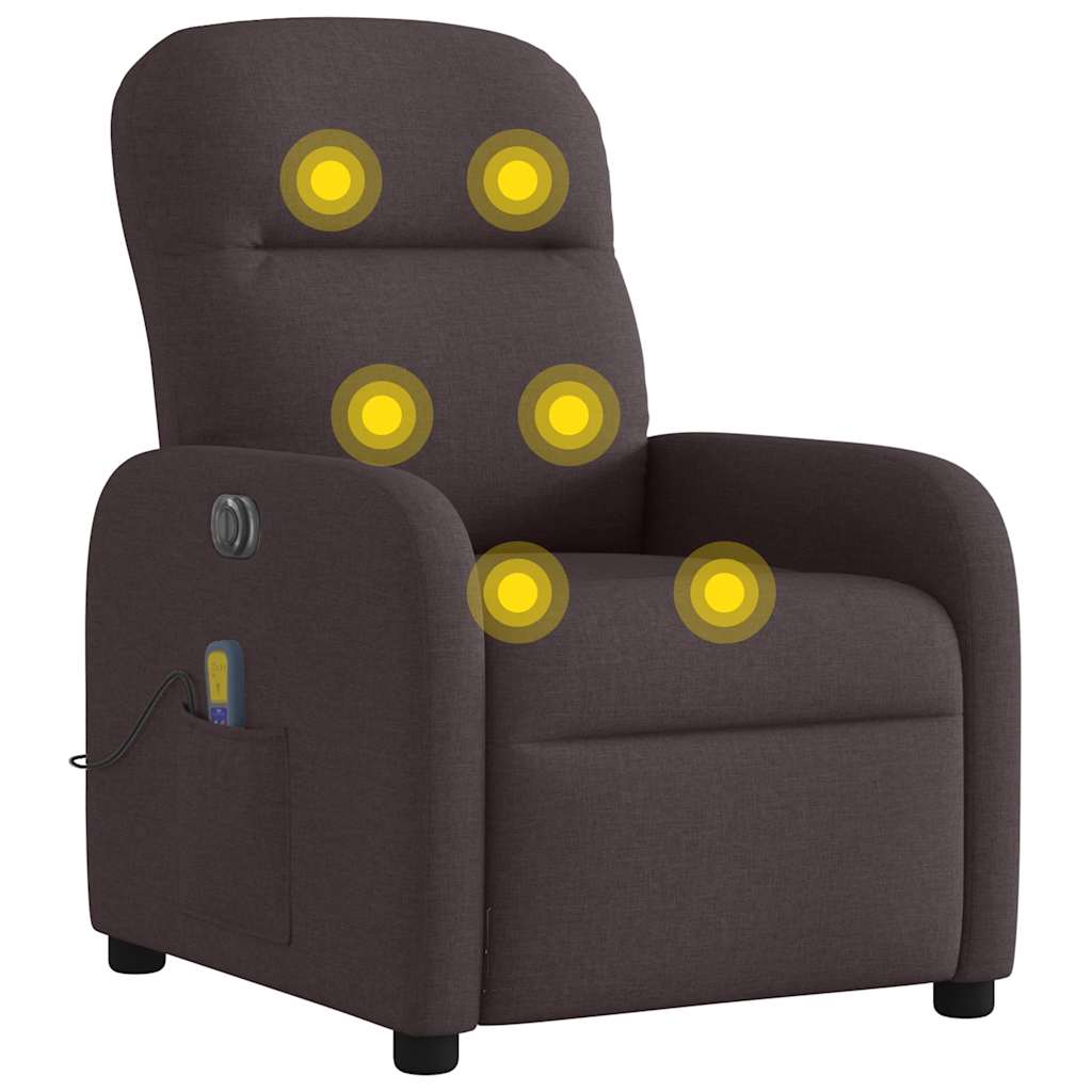 vidaXL Fauteuil de massage électrique marron foncé en tissu