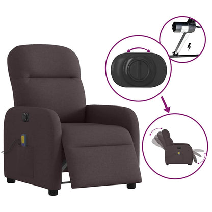 vidaXL Fauteuil de massage électrique marron foncé en tissu