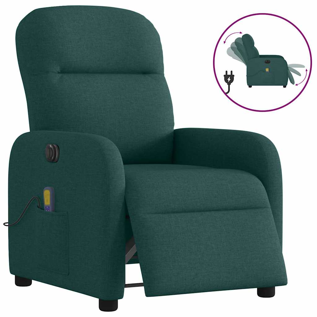 vidaXL Massagesessel Elektrisch Dunkelgrün Stoff