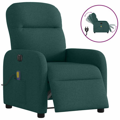 vidaXL Massagesessel Elektrisch Dunkelgrün Stoff